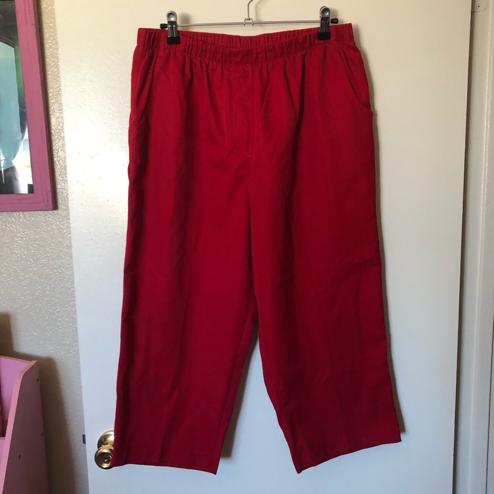 5/$25 🩳 Vintage red cropped pants with elastic waist by Kim Rogers!